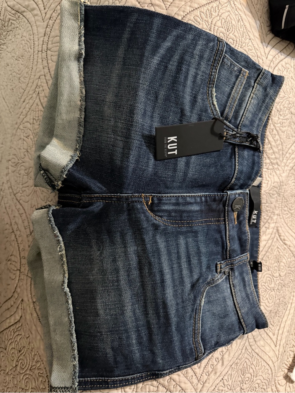 Kut from the Kloth Dark Blue Rolled-Hem Denim Shorts